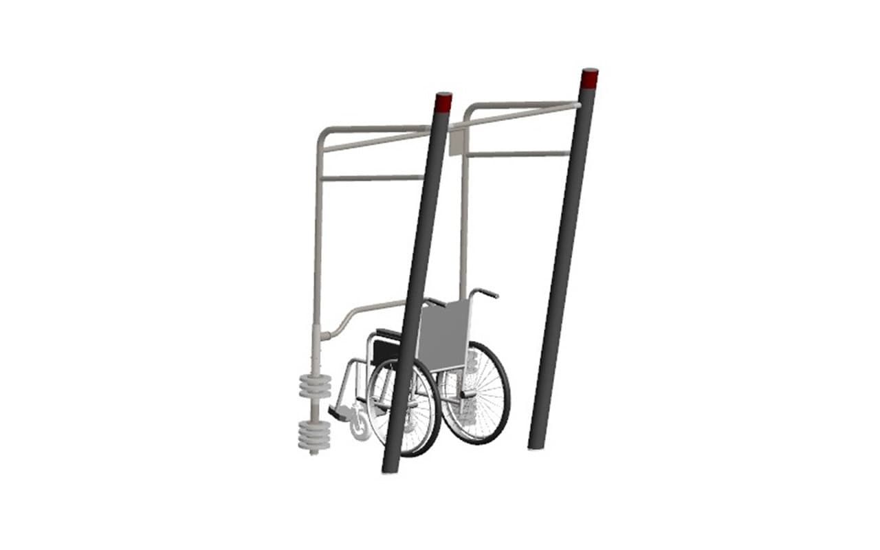 Upper body attrezzatura fitness inclusiva consente a utenti in sedia a rotelle di eseguire esercizi per tutta la parte superiore del corpo_1